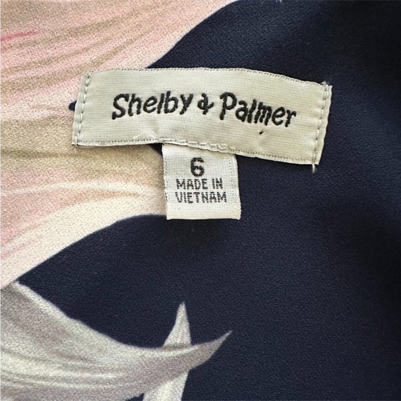 Shelby & Palmer Navy Blue Pink Floral Fit & Flare Dress - Picture 8 of 9